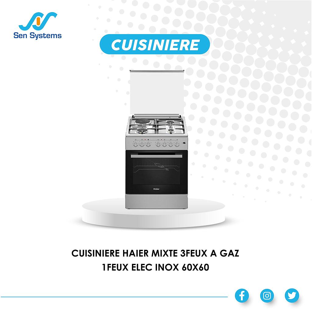 60/6020E CUISINIERE HAIER MIXTE 3FEUX A GAZ 1FEUX ELEC INOX 60X60 
